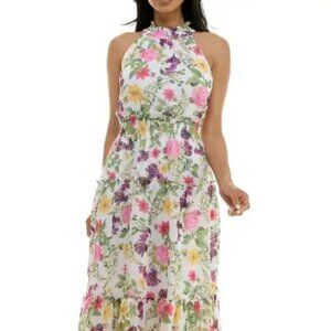 Nina Leonard Multicolor Floral Sleeveless Maxi Dress.  New. Never worn.
